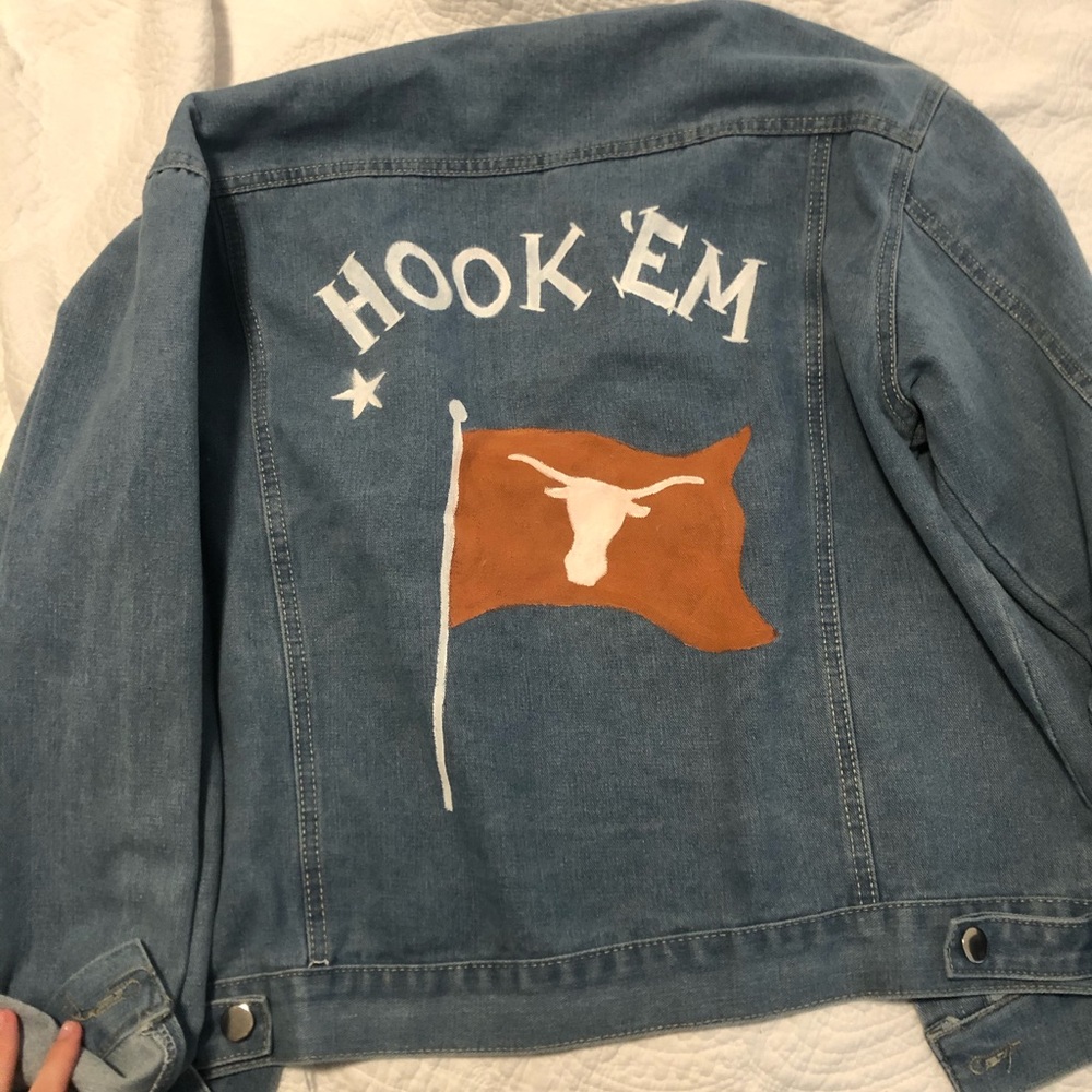 UT / Texas / University Texas pained jean jacket